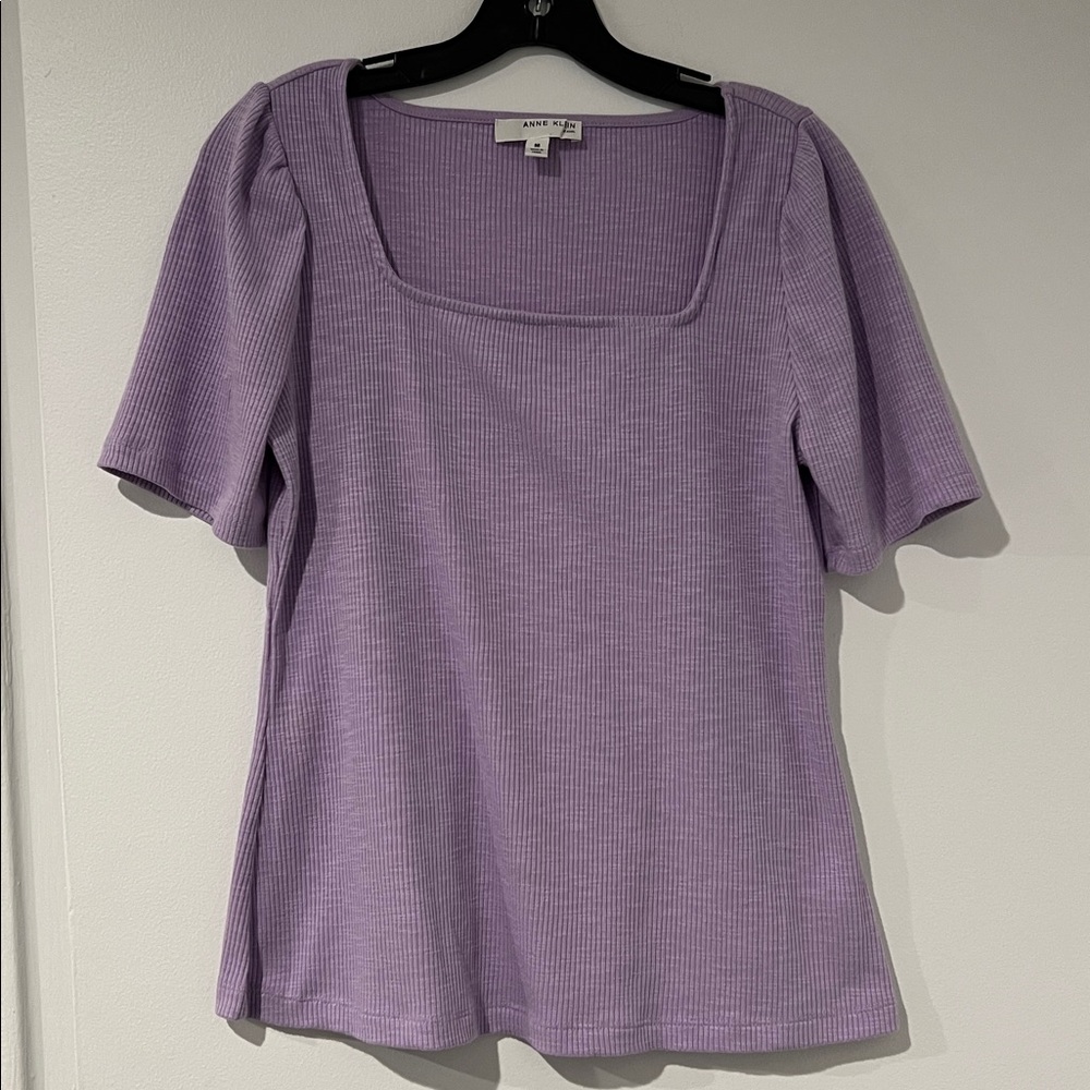 Anne Klein Ribbed Short Sleeve Shirt - M